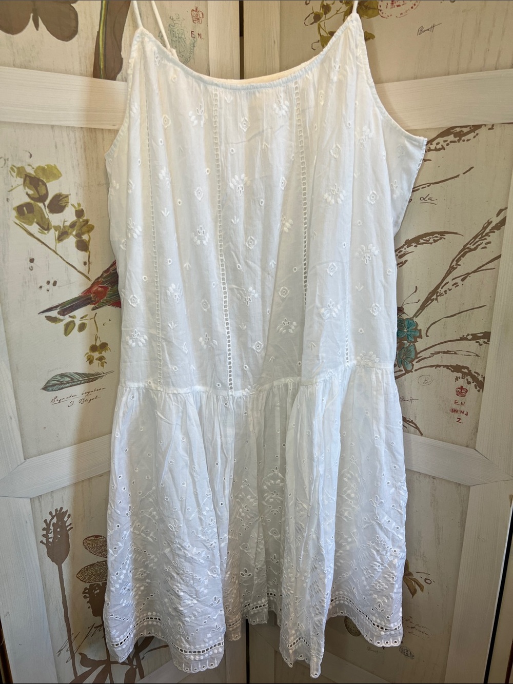 Unsubscribed White Eyelet Mini Dress 100% Cotton